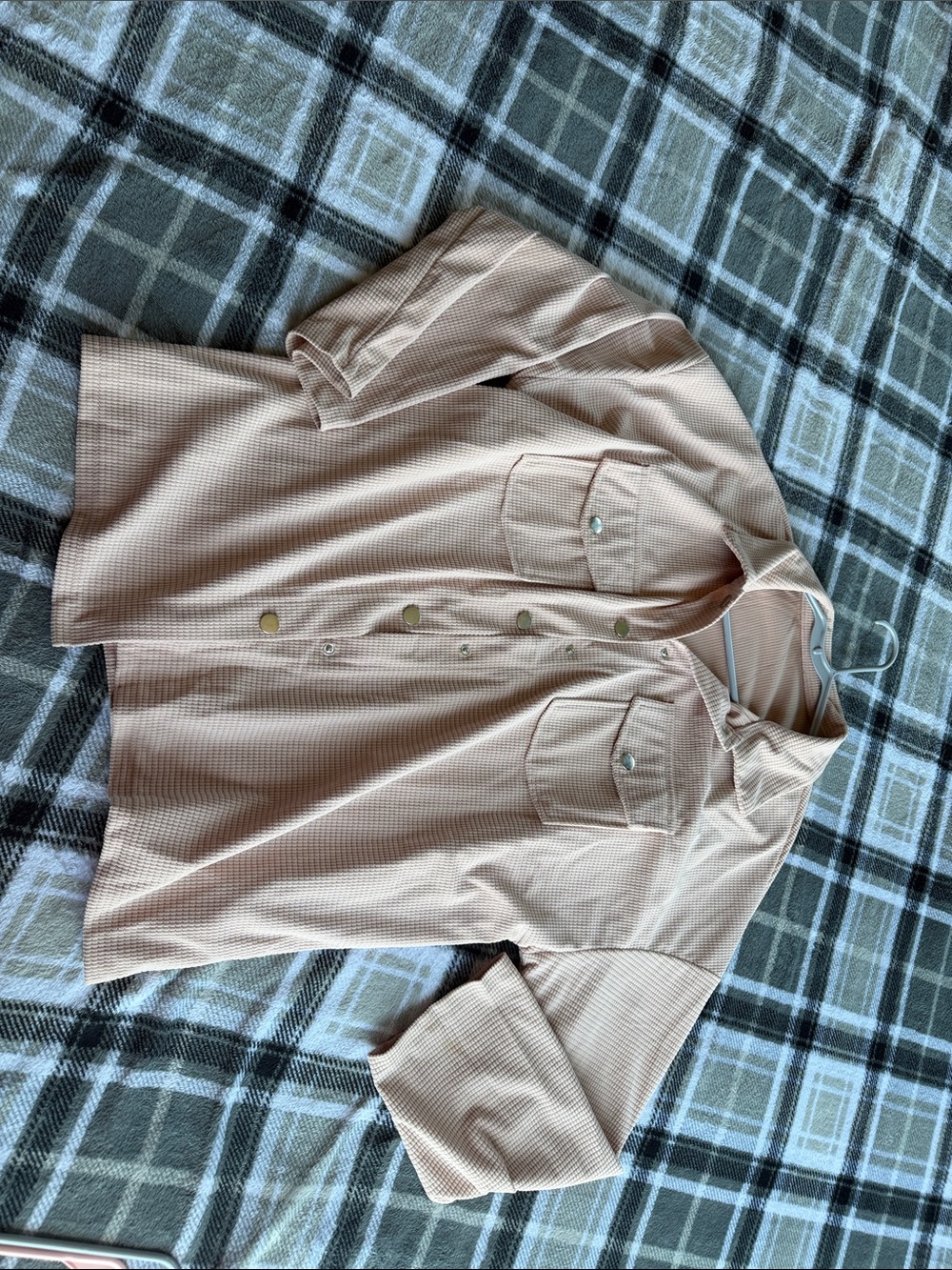 Button-Front Beige Shirt Jacket